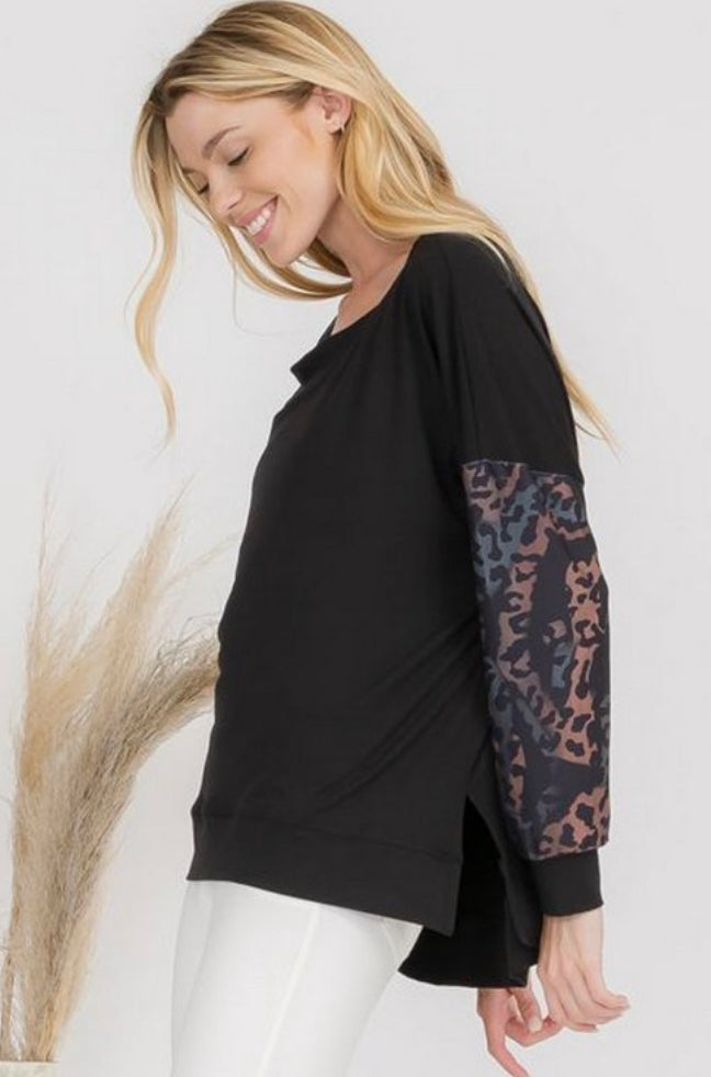 Off Shoulder Animal Print Dolman Top