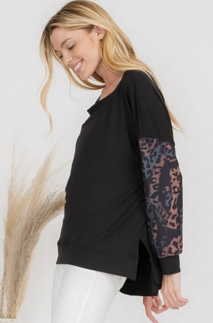 Off Shoulder Animal Print Dolman Top